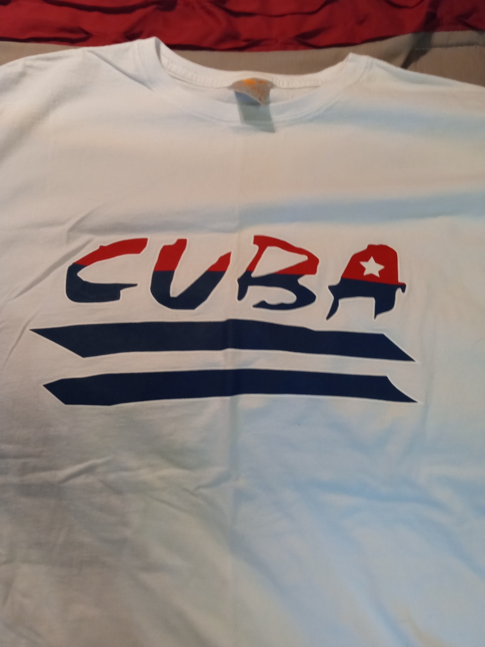 Men's White Cuba Graphic Short Sleeve Tee with Red & Navy Accents - Picture 2 of 5